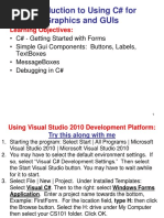 Introduction To Using C# For Graphics and Guis: Learning Objectives
