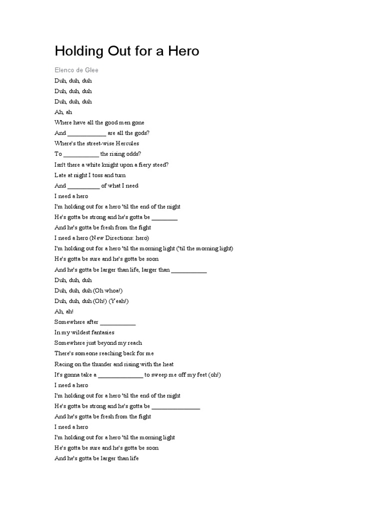 Holding Out for a Hero Lyrics and Analysis of the Glee Club