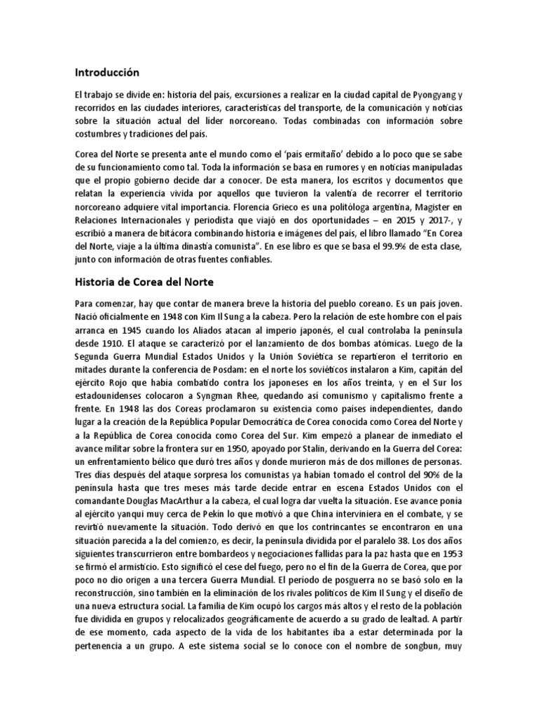 Historia y actualidad de Corea del Norte | PDF | Corea del Norte ...