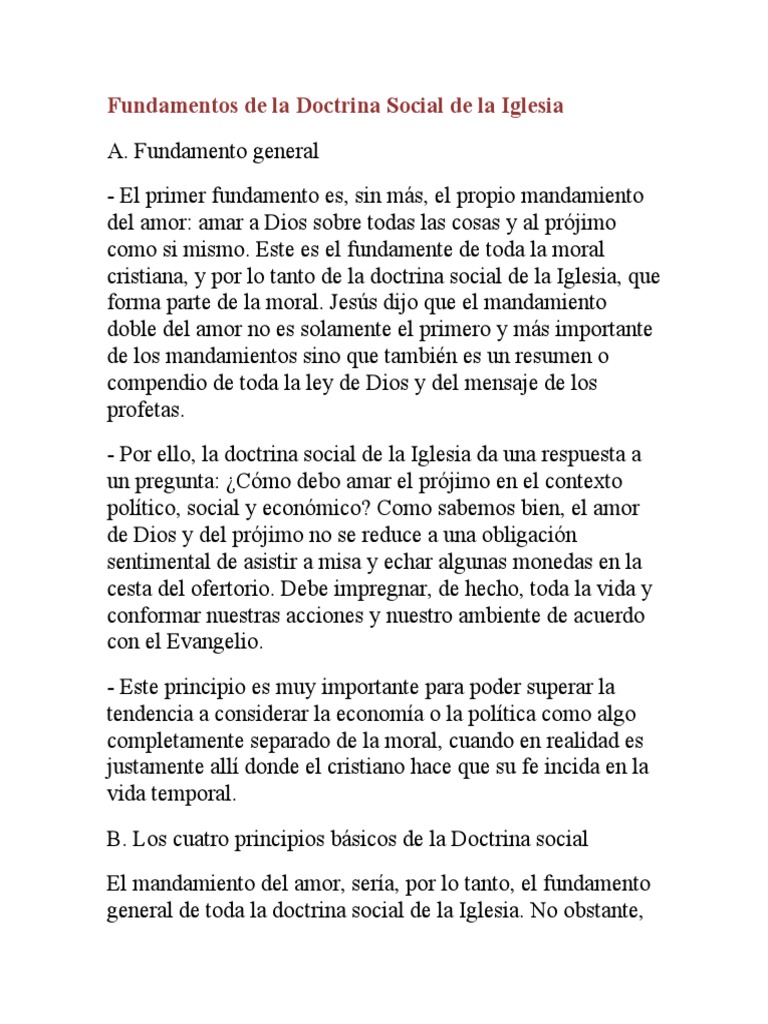 Fundamentos de la Doctrina Social Iglesia | PDF | Iglesia Católica ...