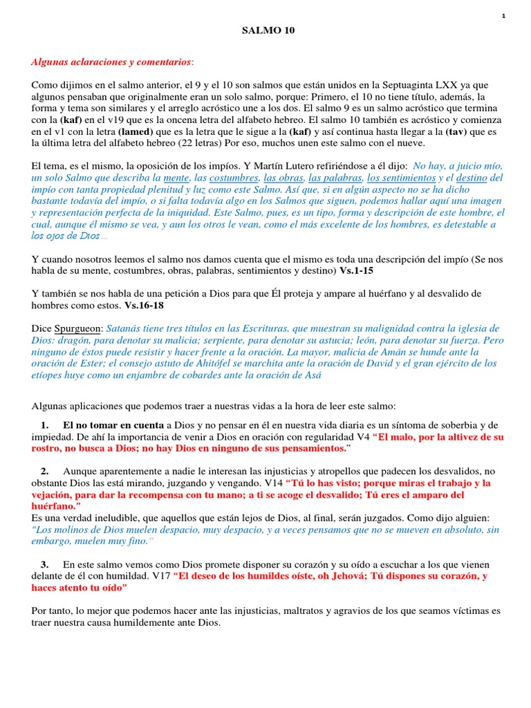 Análisis del Salmo 10: El Impío y la Oración | PDF | Salmos | Oración