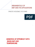 PHOTOVOLTAIC SYSTEMS-VARIATION OF EFFICIENCY WITH  BAND-GAP AND TEMPERATURE