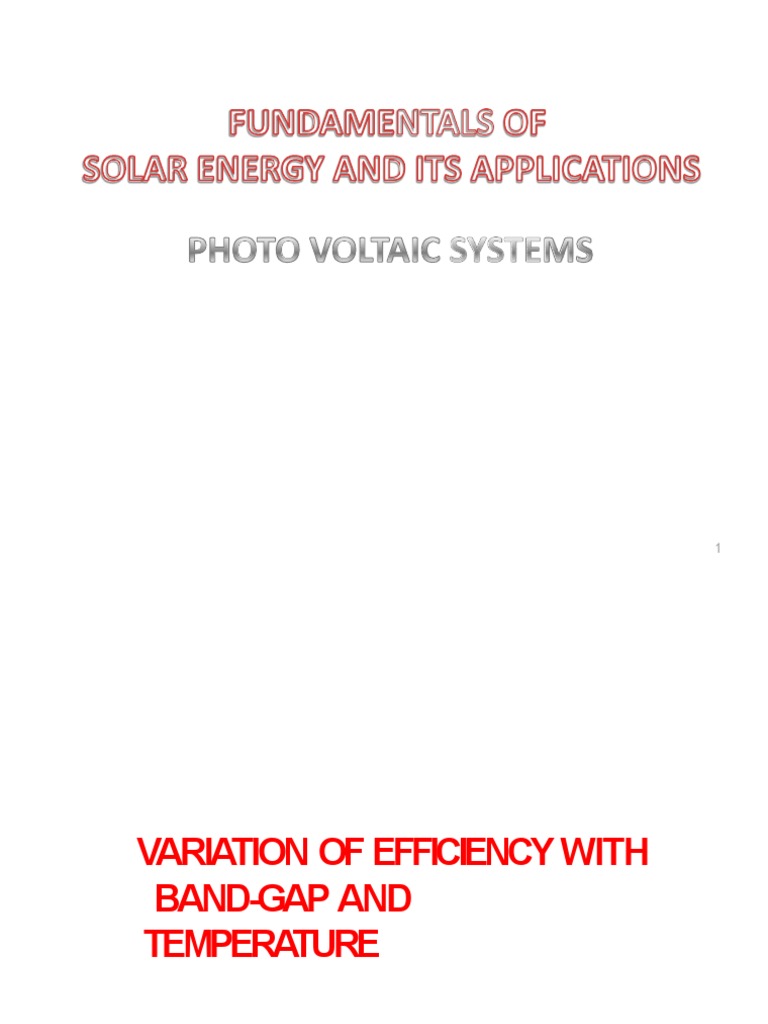 Temperature Effects on Solar Cell Efficiency | PDF | Solar Cell | Band Gap