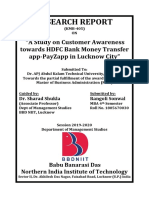 A Study On Customer Awareness Towards HDFC Bank Money Transfer App-PayZapp in Lucknow City