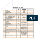 Technical Specifications Schedule of Technical Data For PV Solar Panel