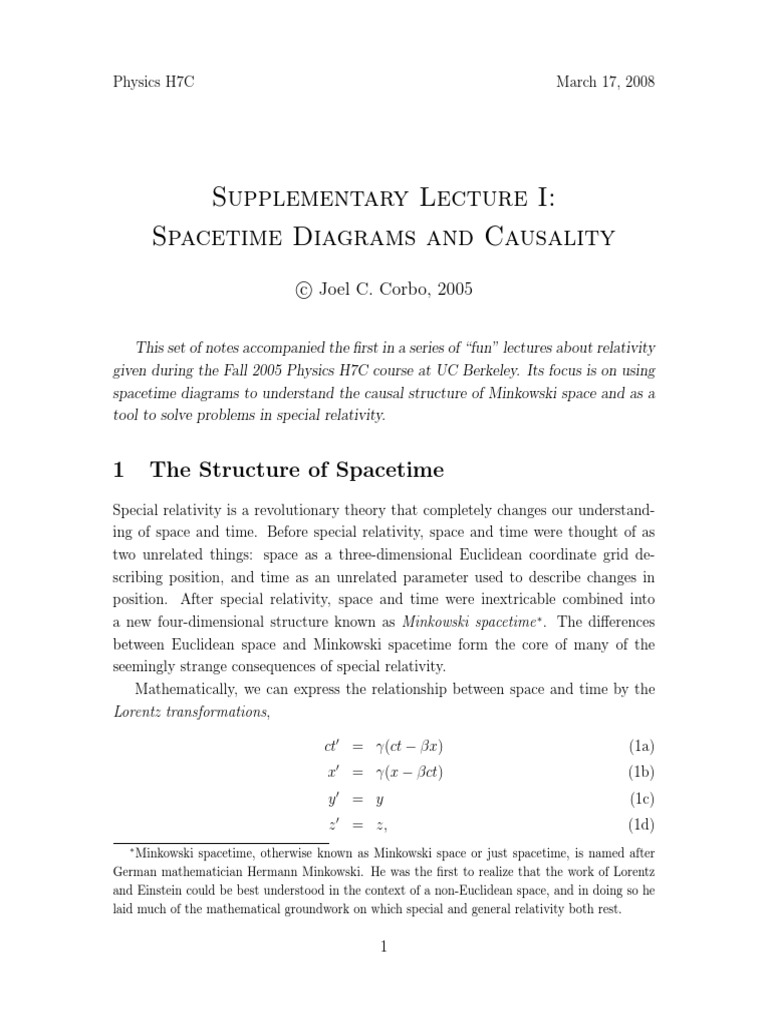 Spacetime Diagrams in Special Relativity | PDF | Spacetime | Special ...