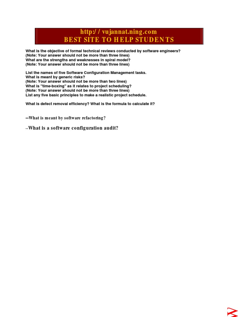 CS605 Software Engineering Exam Guide | PDF | Software Development ...