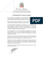 Mensaje del presidente Danilo Medina con motivo del Día Mundial de las Telecomunicaciones 2020