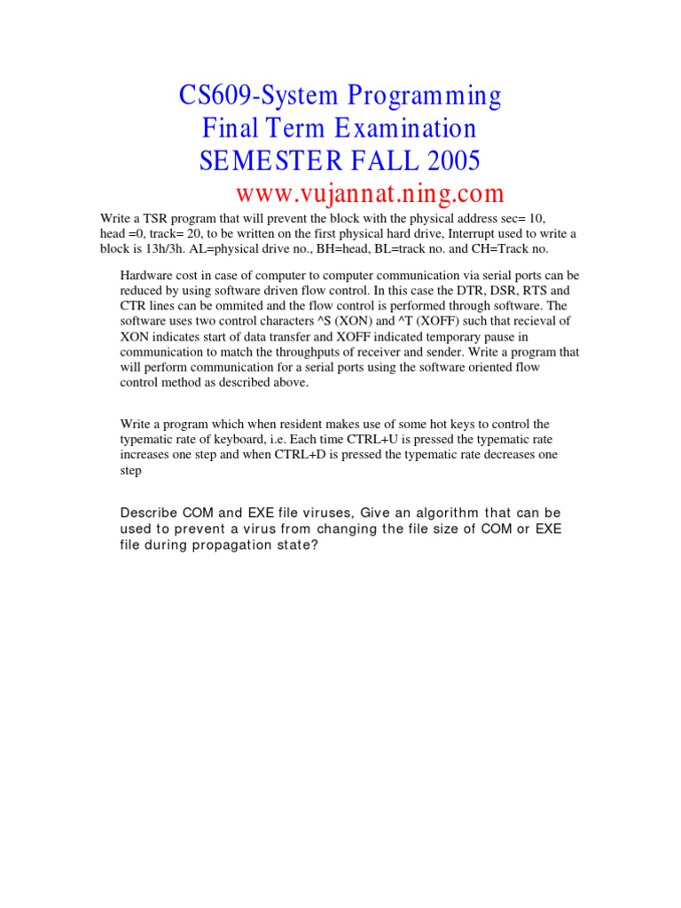 System Programming Exam Guide | PDF | Input/Output | Information Technology