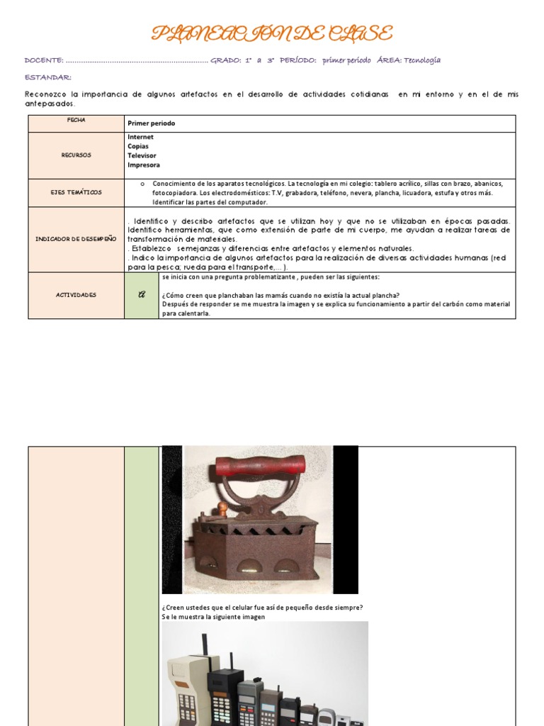1-3 Primer Periodo Tecnologia | PDF | Herramientas | Informática y ...