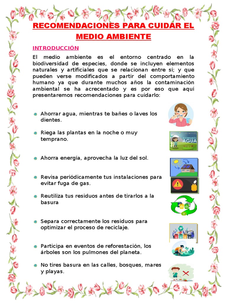 Recomendaciones para Cuidar El Medio Ambiente | PDF