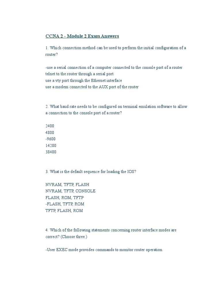 CCNA 2 - Module 2 Exam Answers | PDF | Transmission Control Protocol ...