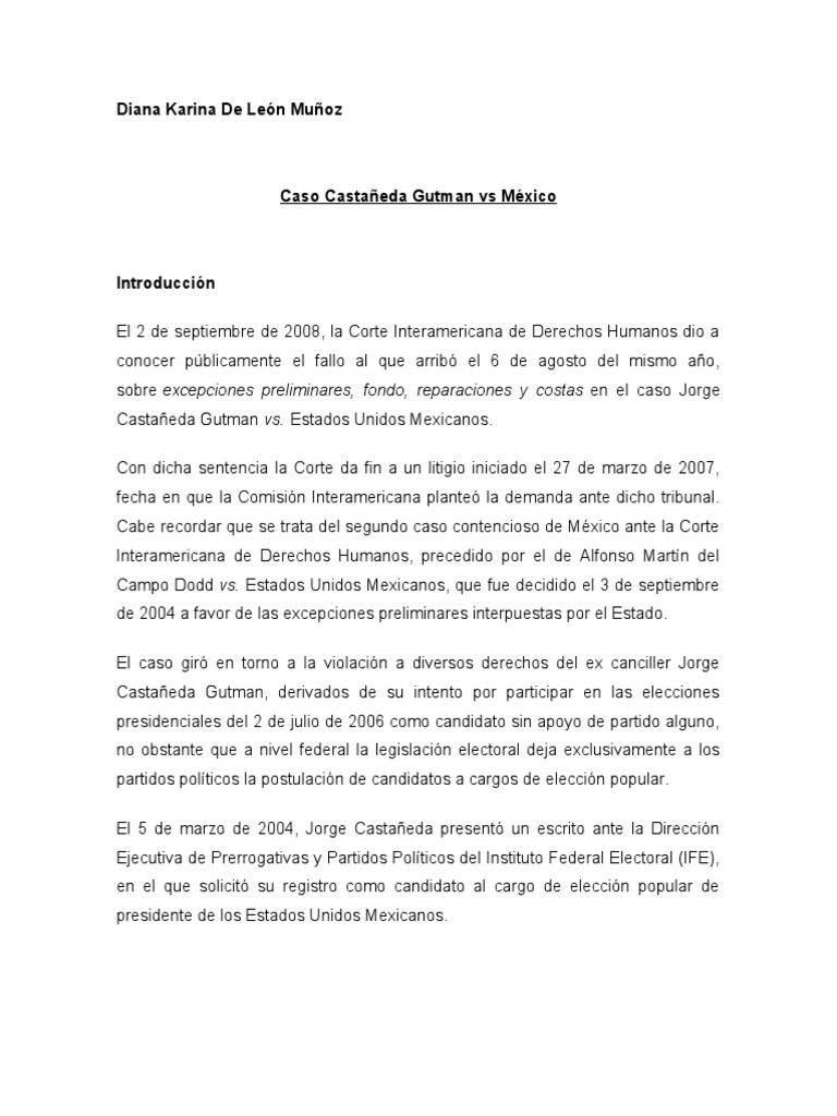 Caso Castañeda Gutman Vs Mexico PDF