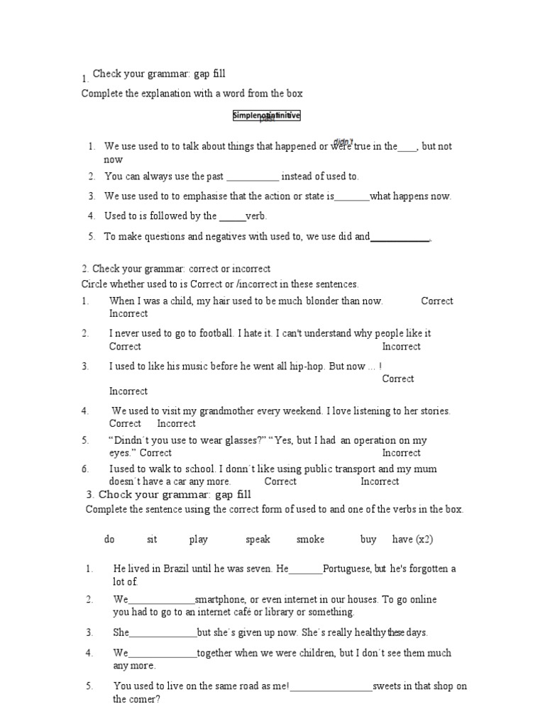 Grammar Practice: 