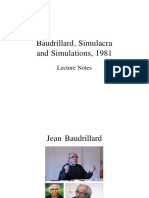 Baudrillard, Simulacra and Simulations, 1981: Lecture Notes
