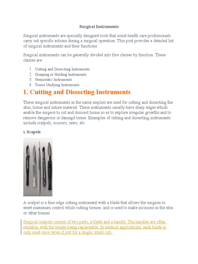 Overview of Surgical Instruments | PDF | Surgical Suture | Surgery