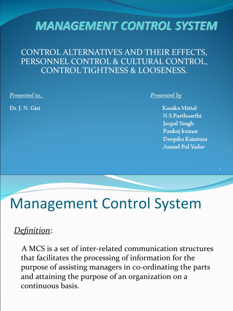 Management Control Systems Overview | PDF | Organizational Culture ...