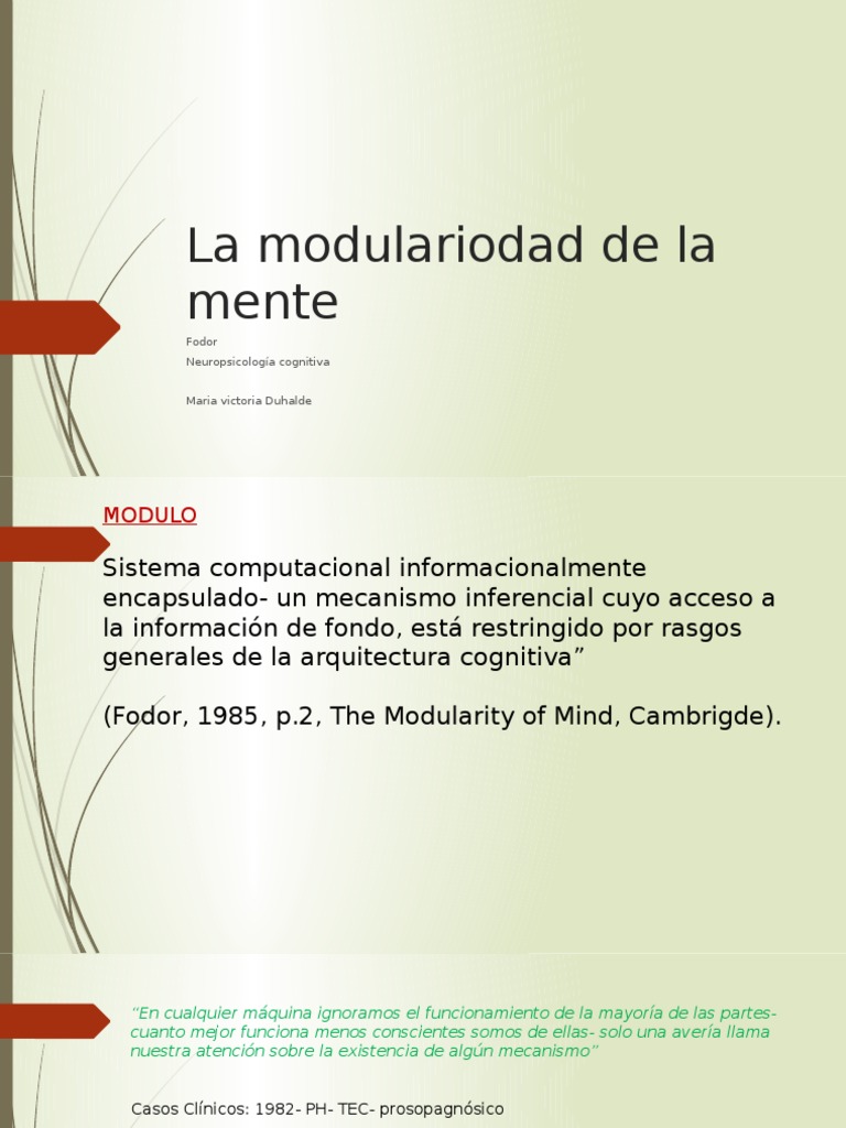 La Modularidad de La Mente FODOR | PDF | Percepción | Información