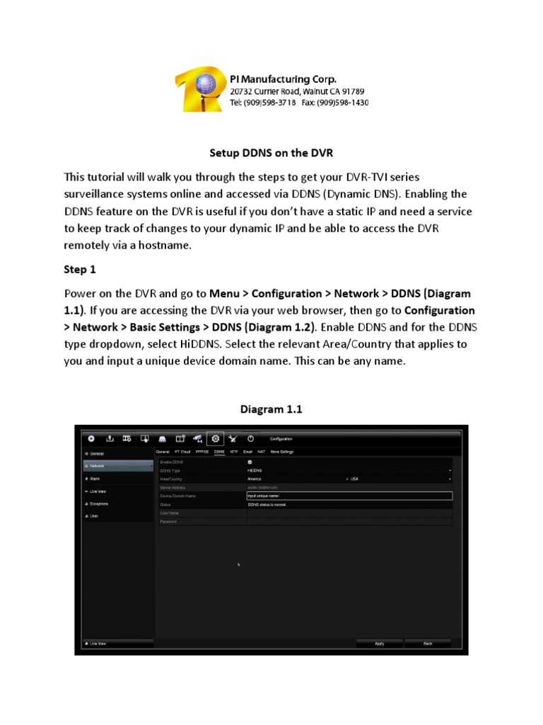 Setup Ddns Access On The DVR PDF PDF Port Networking