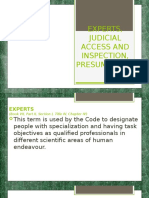 Experts, Judicial Access and Inspection, Presumptions