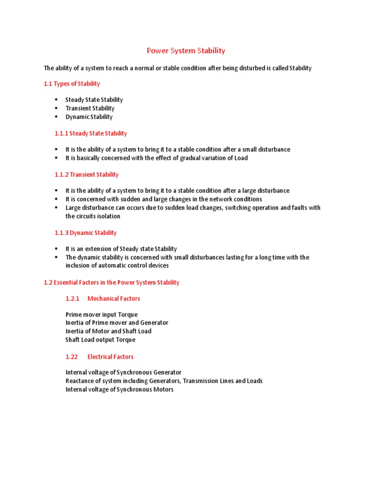 Power System Stability | PDF