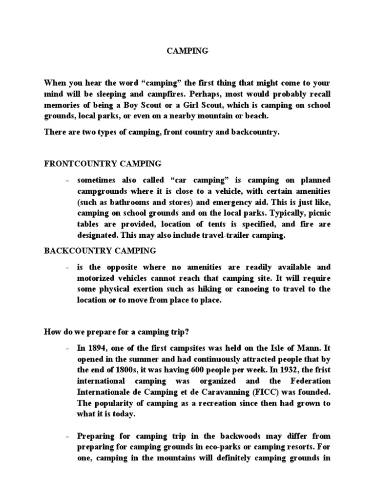 Camping Download Free Pdf Camping Campsite