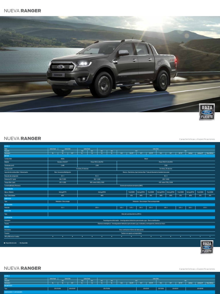 Ford Ranger Límited | PDF | Tracción en las cuatro ruedas | Tecnología ...