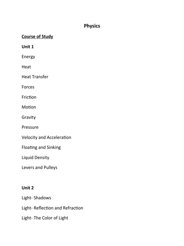 Comprehensive Physics Course Outline | PDF | Social Science | Science ...