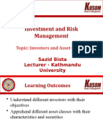 Investment and Risk Management: Topic: Investors and Asset Classes
