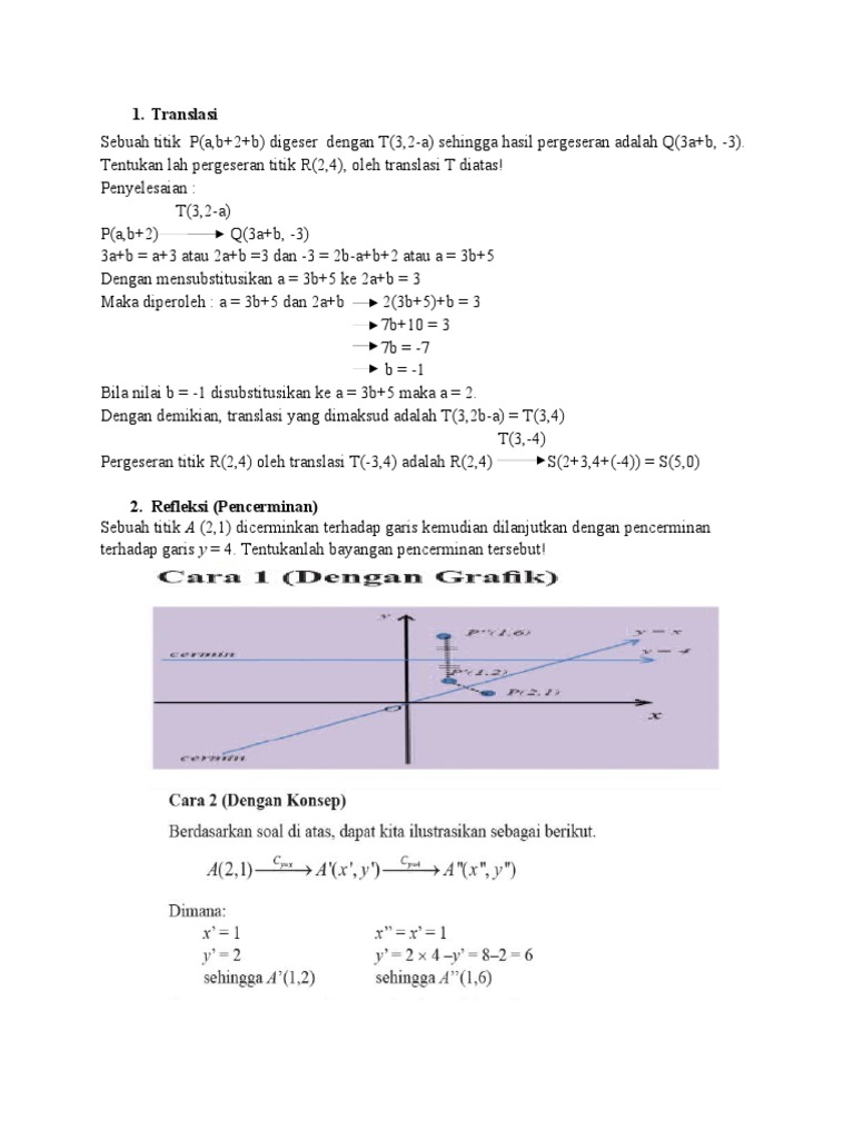 Transformasi Geometri: Translasi dan Refleksi | PDF