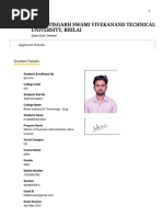 Chhattisgarh Swami Vivekanand Technical University, Bhilai: Student Details