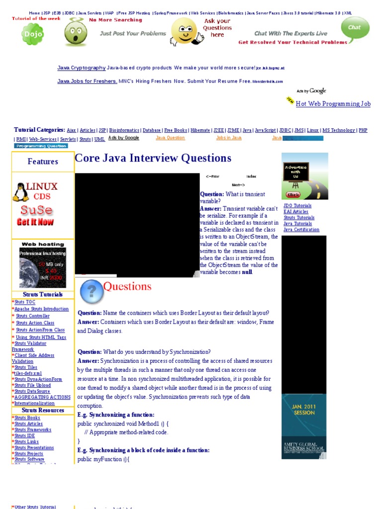 Core Java Interview Questions: Features | PDF | Class (Computer ...