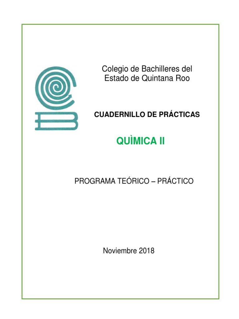 Cuadernillo de Practicas de Quimica Ii 2019a PDF | PDF | Estequiometría ...