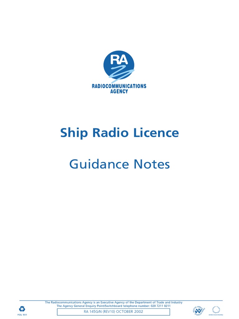 Ship Radio Licence Guidance Notes Download Free PDF