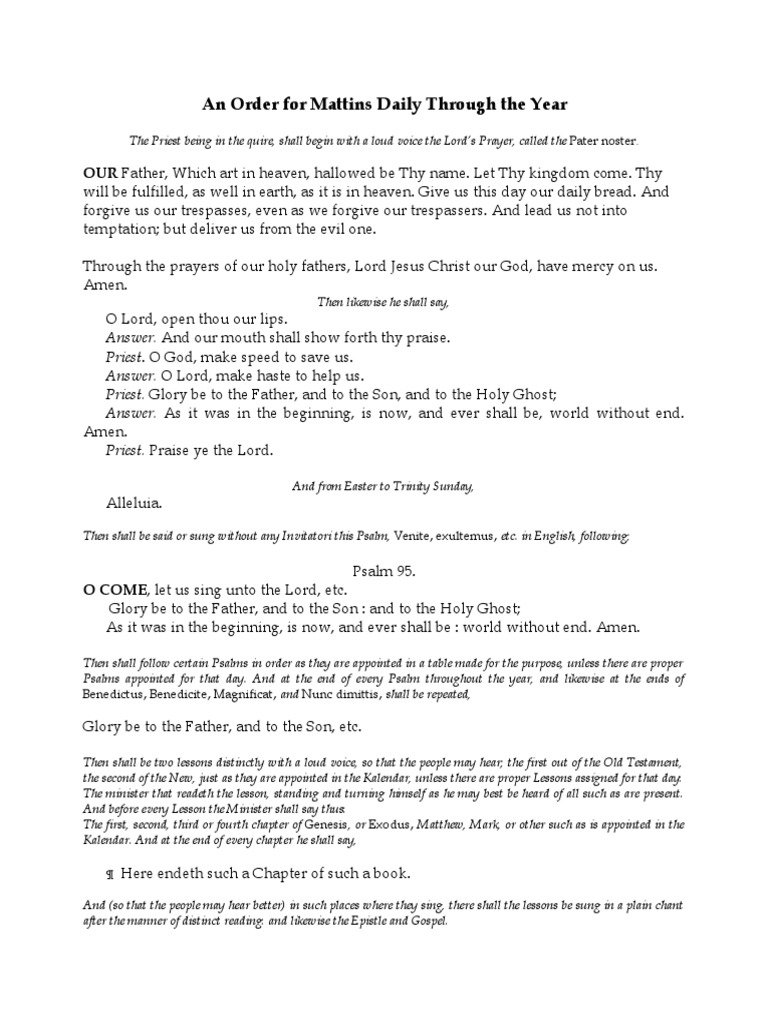 1549 Morning and Evening Prayer | PDF | Lord's Prayer | Christian ...