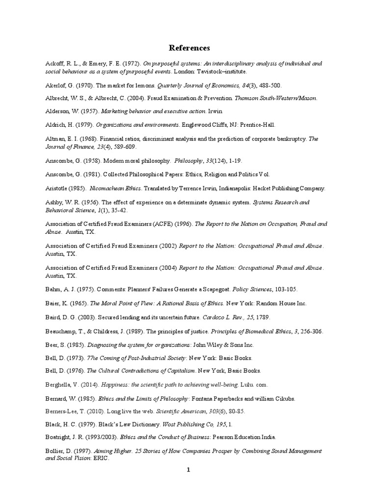 Comprehensive Reference List for Ethics | PDF | Capitalism | Business ...