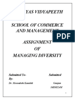 Lingayas Vidyapeeth School of Commerce and Management Assignment OF Managing Diversity