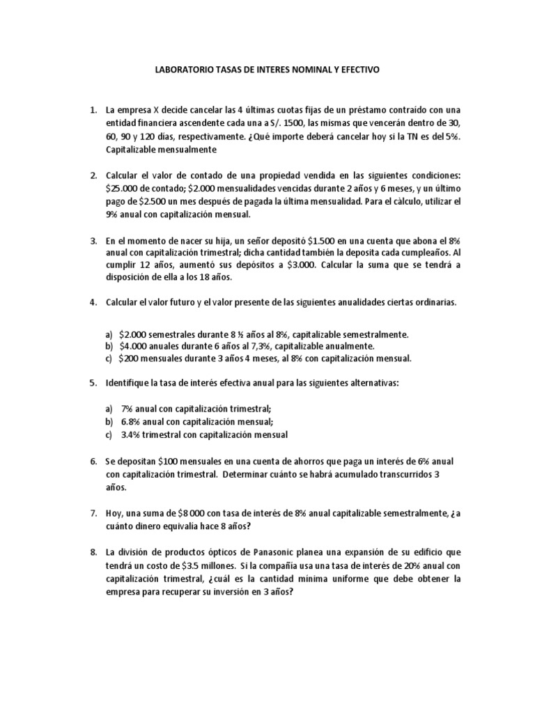 Cálculos de Interés y Anualidades Financieras | PDF | Interés | Tasas ...