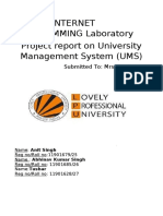 Cse326:Internet PROGRAMMING Laboratory Project Report On University Management System (UMS)