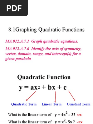 8 Graphing Quadratics Pdf Quadratic Equation Theoretical Physics