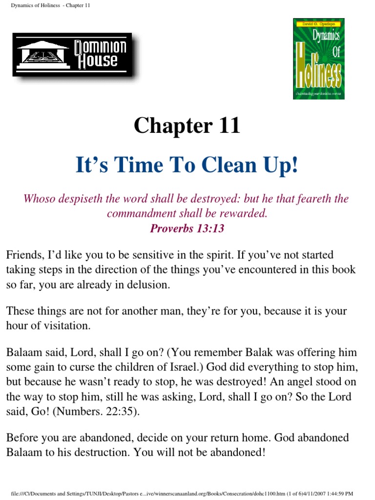 Dynamics of Holiness - Chapter 11 | PDF | Salvation | Religious ...