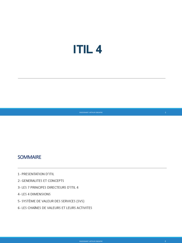 Livre Itil V4 En Français Pdf Gratuit