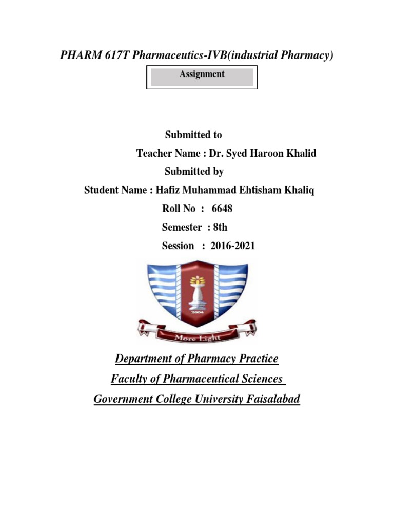 Industrial Pharmacy PDF Filtration Centrifuge