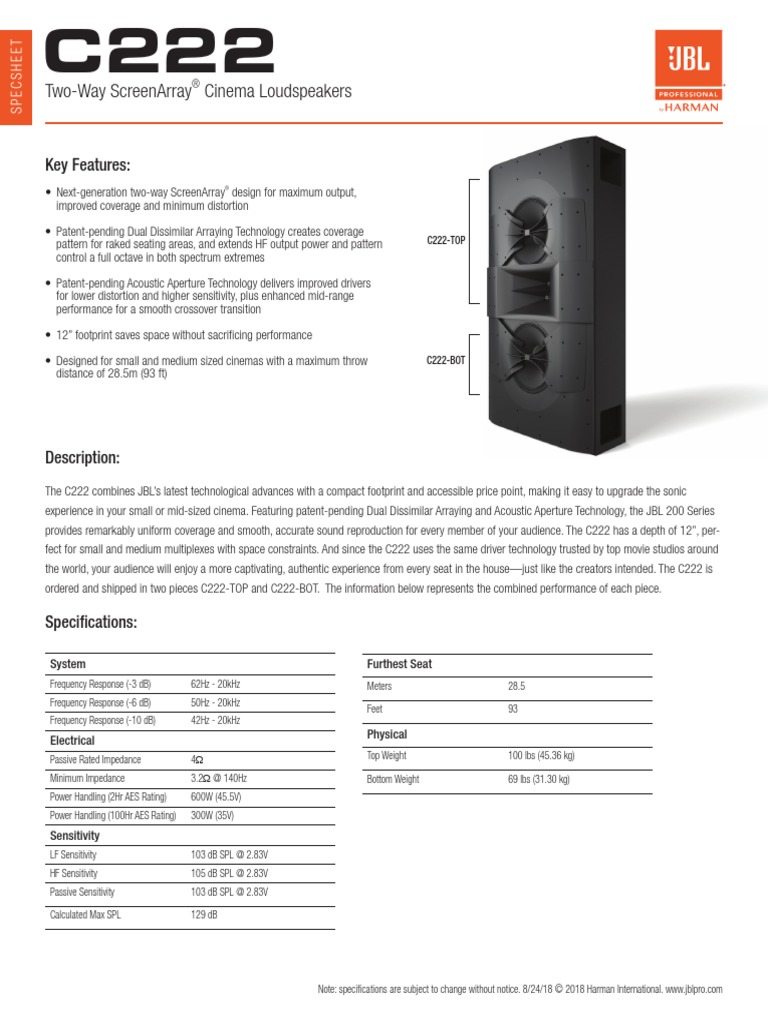 krone Når som helst Blå Two-Way Screenarray Cinema Loudspeakers: Key Features | PDF | Loudspeaker |  Sound Production Technology