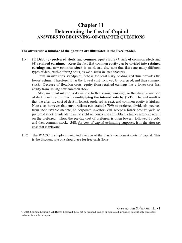 Chapter 11 Solution Of Problems Pdf Pdf Cost Of Capital