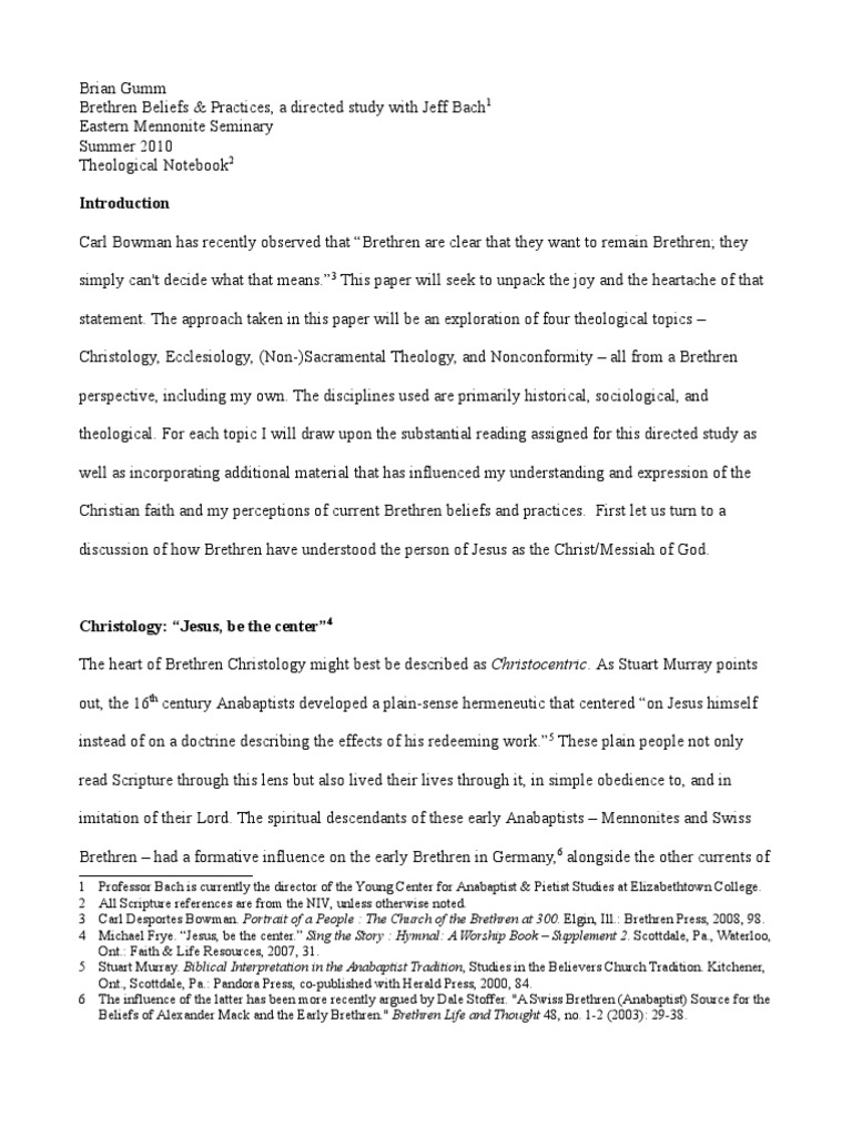 Brethren beliefs and practices pdf christian denomination eucharist