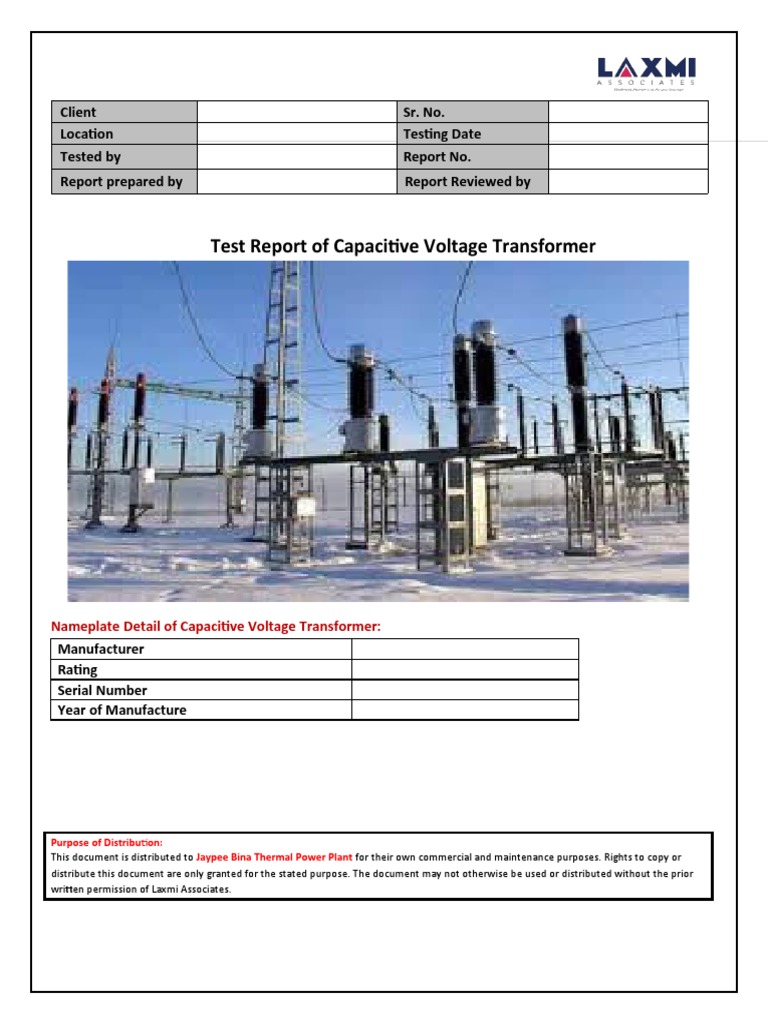 Capacitive Voltage Transformer Test Report | PDF | Capacitor | Transformer