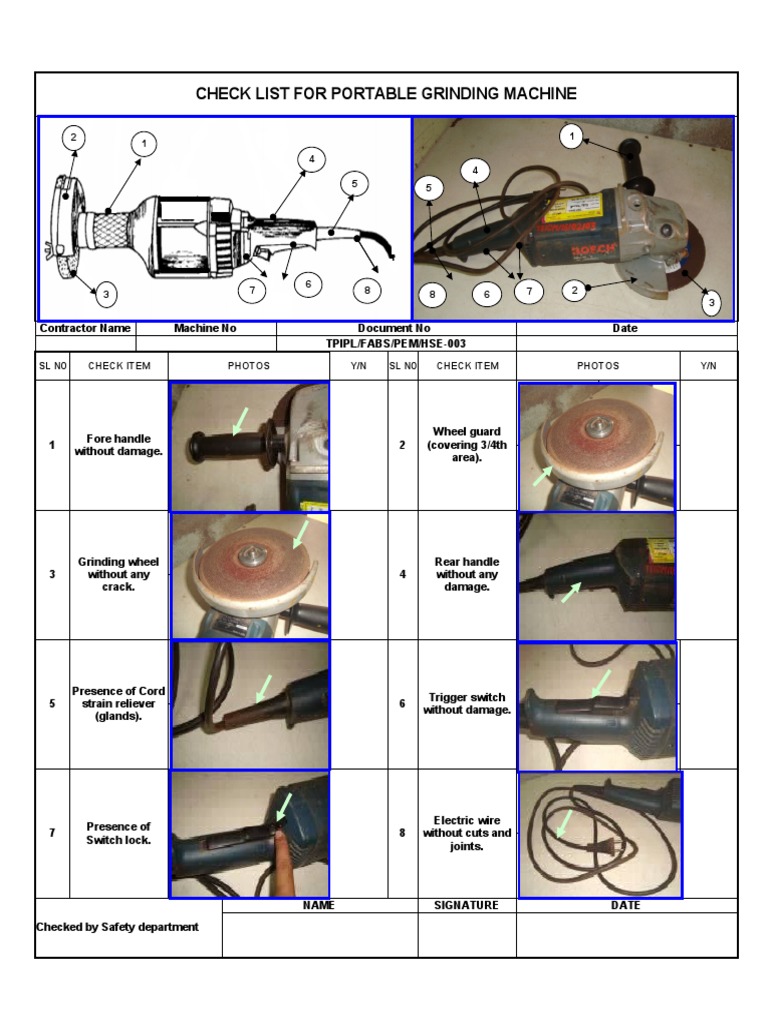 Portable Grinder Safety Checklist | PDF
