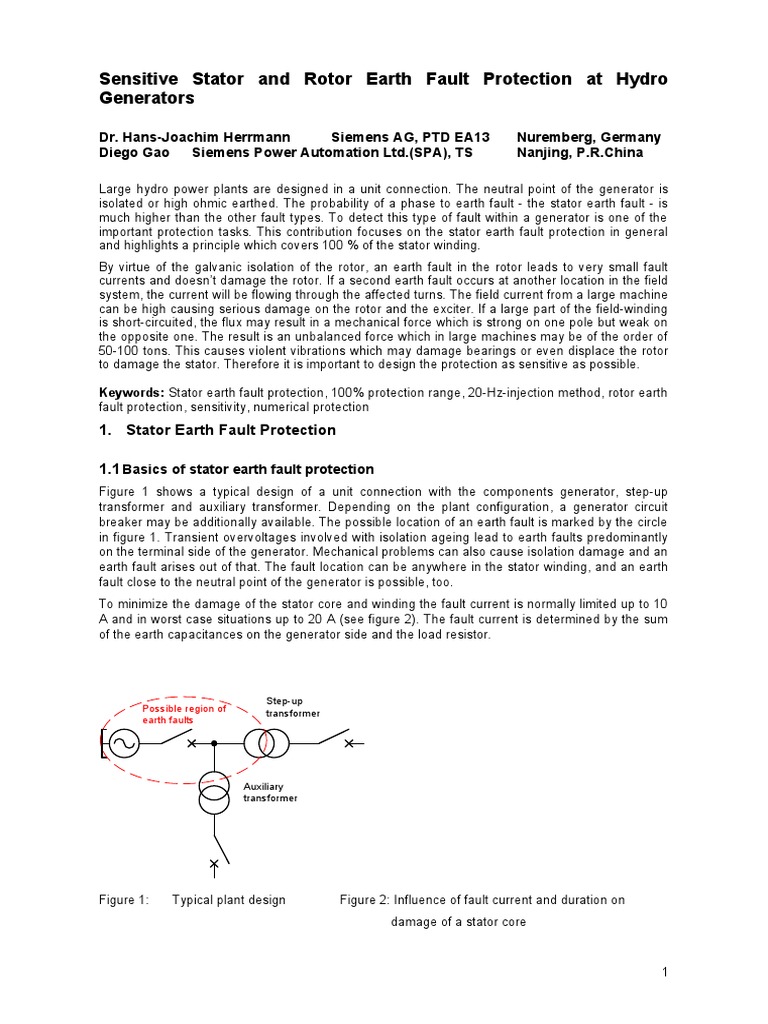 Sensitive Stator and Rotor Earth Fault Protection at Hydro Generators