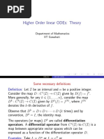 Higher Order Linear Odes: Theory: Department of Mathematics Iit Guwahati